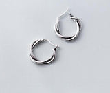 925 Sterling Silver Braid Roped Hoop Earrings GTLE2588