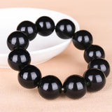 Natural Hetian Jade Dark Round Bead Bracelet Men's and Women's Jewelry
