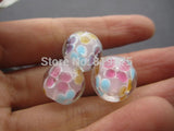 10Pcs 12mm14mm Lampwork Glass Flower Beads Pink for Bracelet Necklace