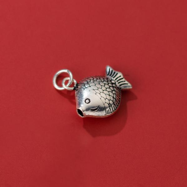 S925 Silver Fish Pendant Necklace DIY Charms Supplies