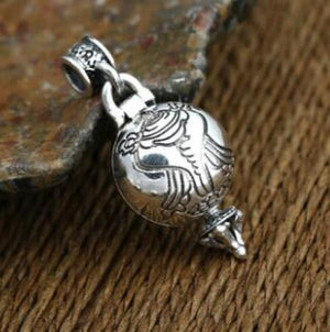 925 Silver Tibetan Gau Box Sterling Silver Buddhist Eight Symbols Gau Box