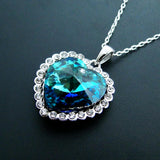 925 Silver Heart Pendant Necklace Crystal Women's Jewelry Gift
