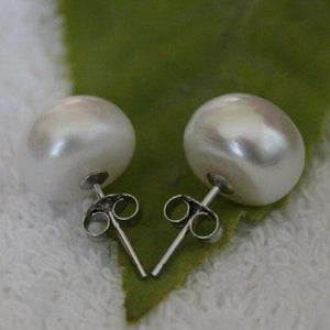11-12mm Freshwater Pearl Stud Earrings Silver Stud Jewelry