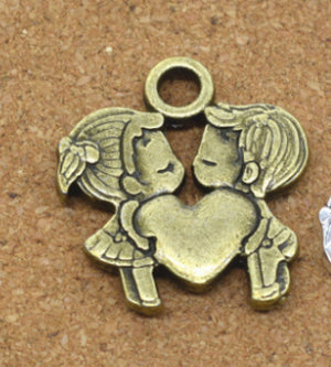 100 pcs Vintage Ancient couple zinc alloy charms pendant DIY jewelry Q123