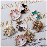 100pcs 15*15mm Kitten Cat Avatar Alloy Headwear Pendant