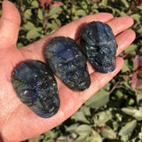 Labradorite Skull Necklace Pendant Carved Statue Decoration Crystal Gift