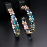 Colorful Round Hoop Earrings CZ Vintage Glass Women Jewelry