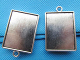 20pcs Antique Silver Rectangle Base Setting Tray Bezel Pendant Charm
