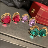 Spring Love Square Earrings with Zircon Light Ear Buckle