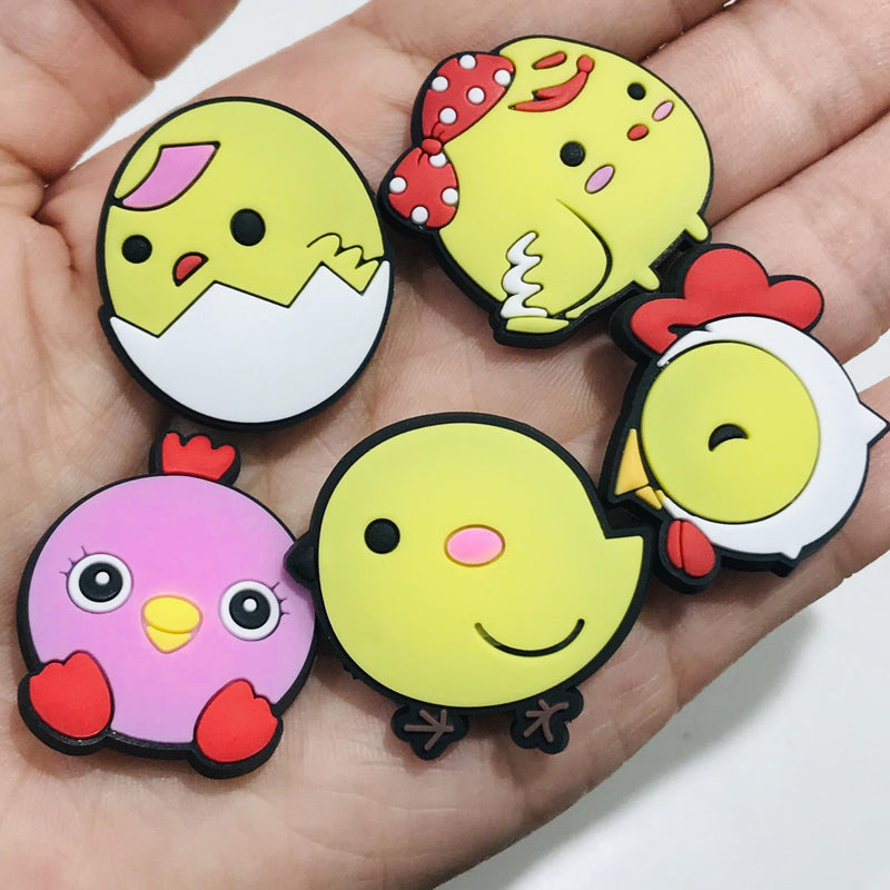100PCS Mix Lovely Chick PVC Craft Flat Back DIY Hair Jewelry Shoes Charms