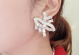 Bow Crystal Diamond Zircon Earrings