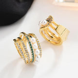 Pearl Stud Earrings Circle Ear Bone Clip Hollow