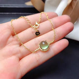 Diamond-Studded Prehnite Egg Round Bracelet Charm