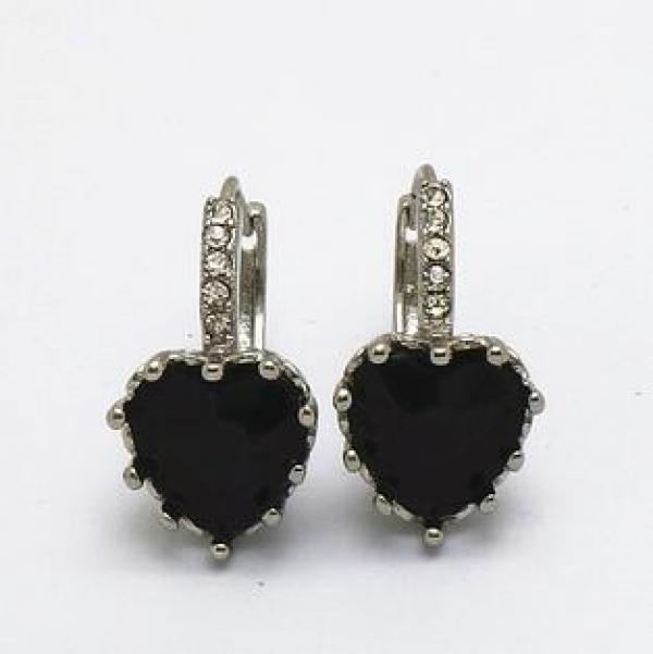 Heart Stone Zircon Crystal Diamond Earrings