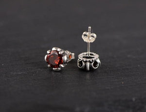 Faceted Garnet Ladies Earrings - 925 Silver