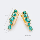 Cyan Natural Zircon 585 Rose Long Dangle Earrings