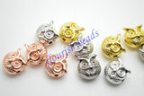 10mm Owl Metal Charm Spacer Beads DIY Jewelry Findings 50pc/Lot