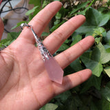 Rose Quartz Pendulum Divination Pendant Crystal Reiki Healing Stone