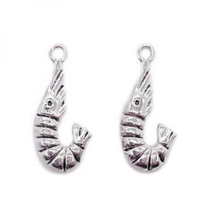 100 pcs Alloy Shrimp Pendant Jewelry Accessories 27x12mm DIY Earrings Necklace