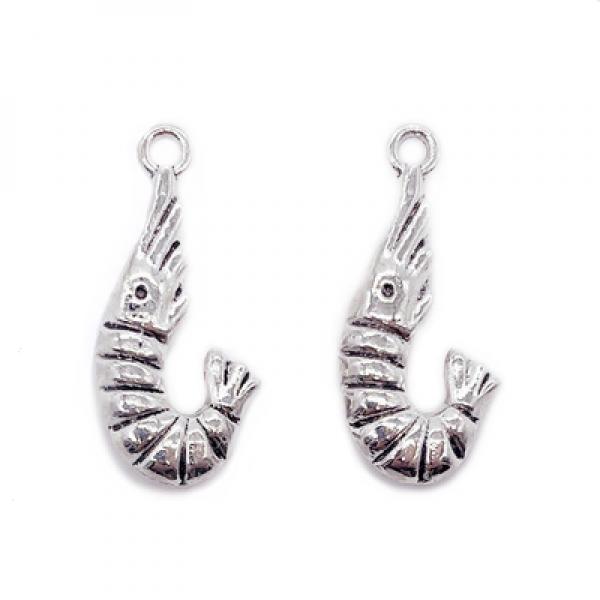 100 pcs Alloy Shrimp Pendant Jewelry Accessories 27x12mm DIY Earrings Necklace