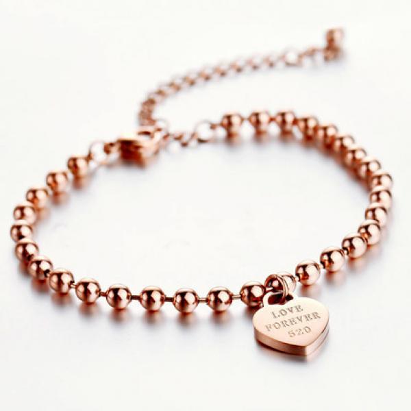 Buddha Beads Bracelet Heart Jewelry Titanium Steel Valentine Gift
