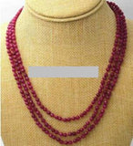 3-Row Dark Sapphire Round Gemstone Beads Necklace