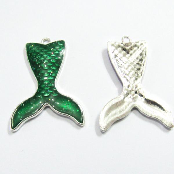 10pcs/Lot Mermaid Tail Glitter Pendant 45mm*34mm Transparent Resin Jewelry