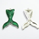 10pcs/Lot Mermaid Tail Glitter Pendant 45mm*34mm Transparent Resin Jewelry