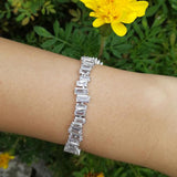 Cubic Zirconia Baguette Bangles&Bracelets Adjustable Link Cuff Bangle