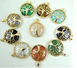 Natural Stone Quartz Crystal Tiger Eye Turquoises Tree of Life Pendant