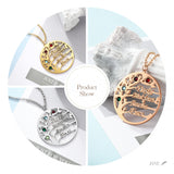 925 Silver Name Necklace Tree of Life Personalized Birthstone