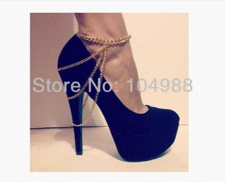 BY-293 Women Chain Anklet Three Layers Boots Heels Ankle Chain