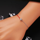 925 Silver CZ Red Wire Silver Bracelet For Women