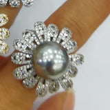 Pearl Flowers Rings CZ Finger Rings Beads Charm Ring Bohemian Jewelry