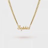 Dainty Cuban Chain Name Necklace - Personalized Cursive Name Jewelry