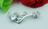 Elegant Sterling Silver Zircon Brooch