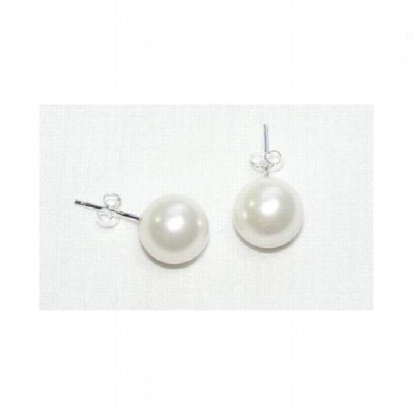 11mm Freshwater Pearl Stud Earrings S925 Silver Lady Gift
