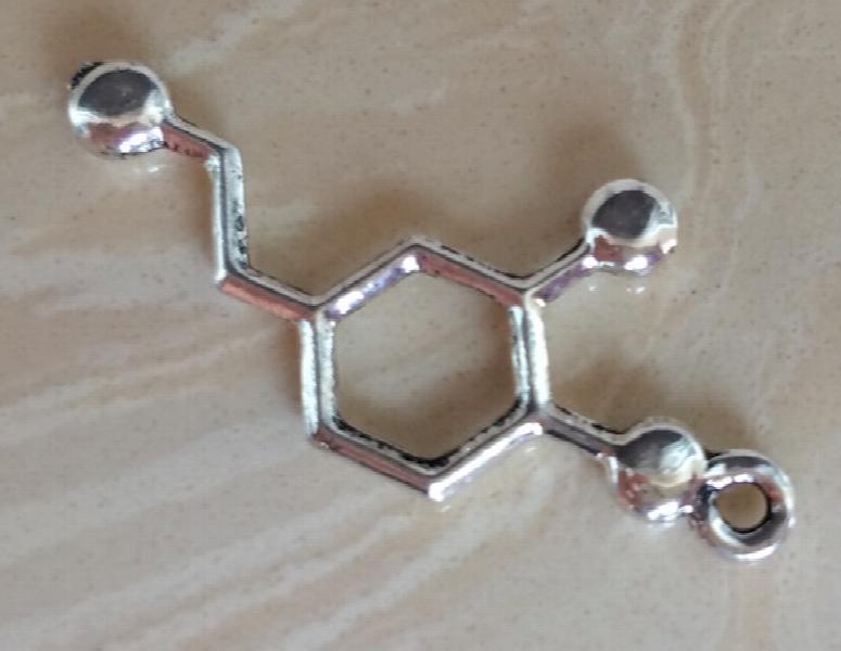 50pcs Silver Dopamine Molecule Charm Pendant for Necklace Making
