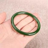 Natural Hetian Jade Green Round Bar 54-62mm Bangle Jewelry Gift