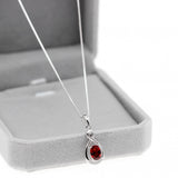 Garnet Pendant Necklace, 925 Silver, January Birthstone Gemstone Jewelry