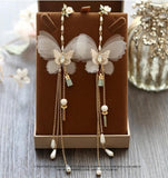 Fairy Butterfly Tassel Earrings Rhinestone Bridal Wedding Dress