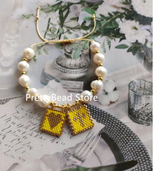 Boho Cross Heart Pearl Beaded Charm Bracelet for Girls