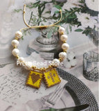 Boho Cross Heart Pearl Beaded Charm Bracelet for Girls