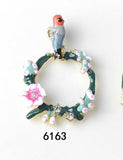 Bird Charms 10pcs Enamel Pendant with Crystal Circle Charms