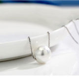 925 Silver Chain Pearl Ball Necklace Wedding Pearls Jewelry