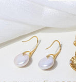 Coin Freshwater Pearl Dangle Earrings - Lady Gift