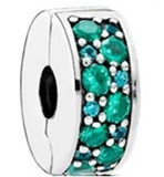 Teal Mosaic Spacer Clip Charms 925 Silver Bracelet Jewelry DIY Beads