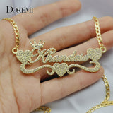 DOREMI Name Necklace Zircon Crystal Bling Pendant Stainless Steel Nameplate