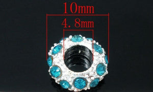 100pcs Silver Plated Rhinestone Spacers Beads 10x6mm