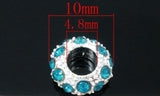 100pcs Silver Plated Rhinestone Spacers Beads 10x6mm